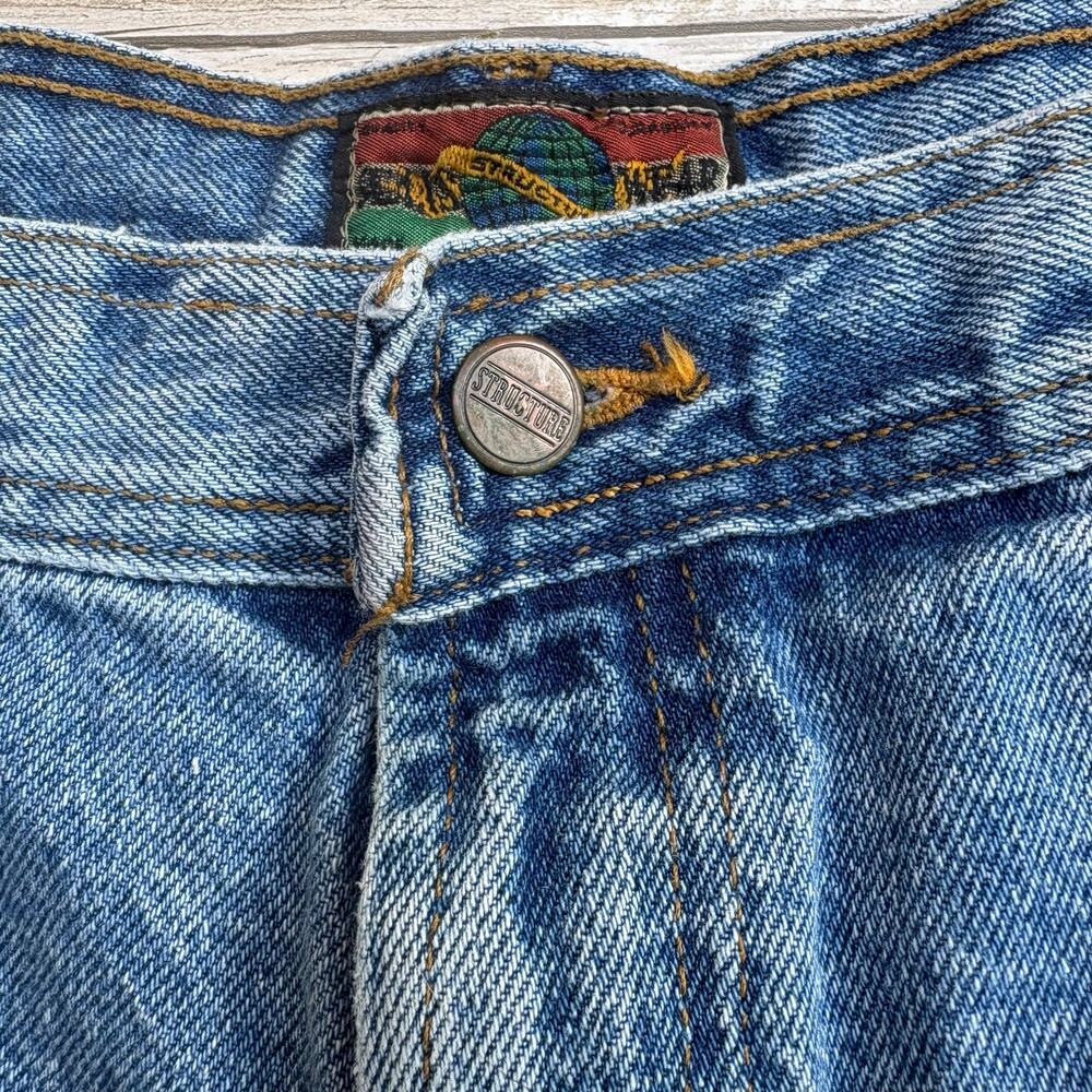 VTG Structure Jeans 38L x 34 Medium Wash Blue Denim - Picture 5 of 13